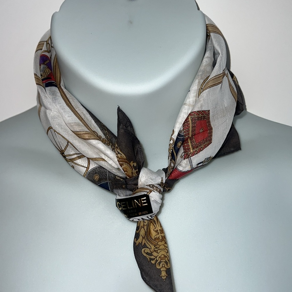 CELINE scarf square horse and carriages and chariots - Picture 5 of 17